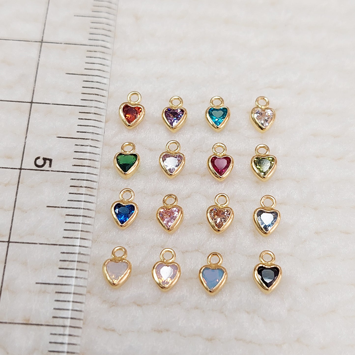 GF3HRTR1CZ / 93HRTR1CZ 3mm Heart Shape Bezel Charm with 2mm Closed Rings