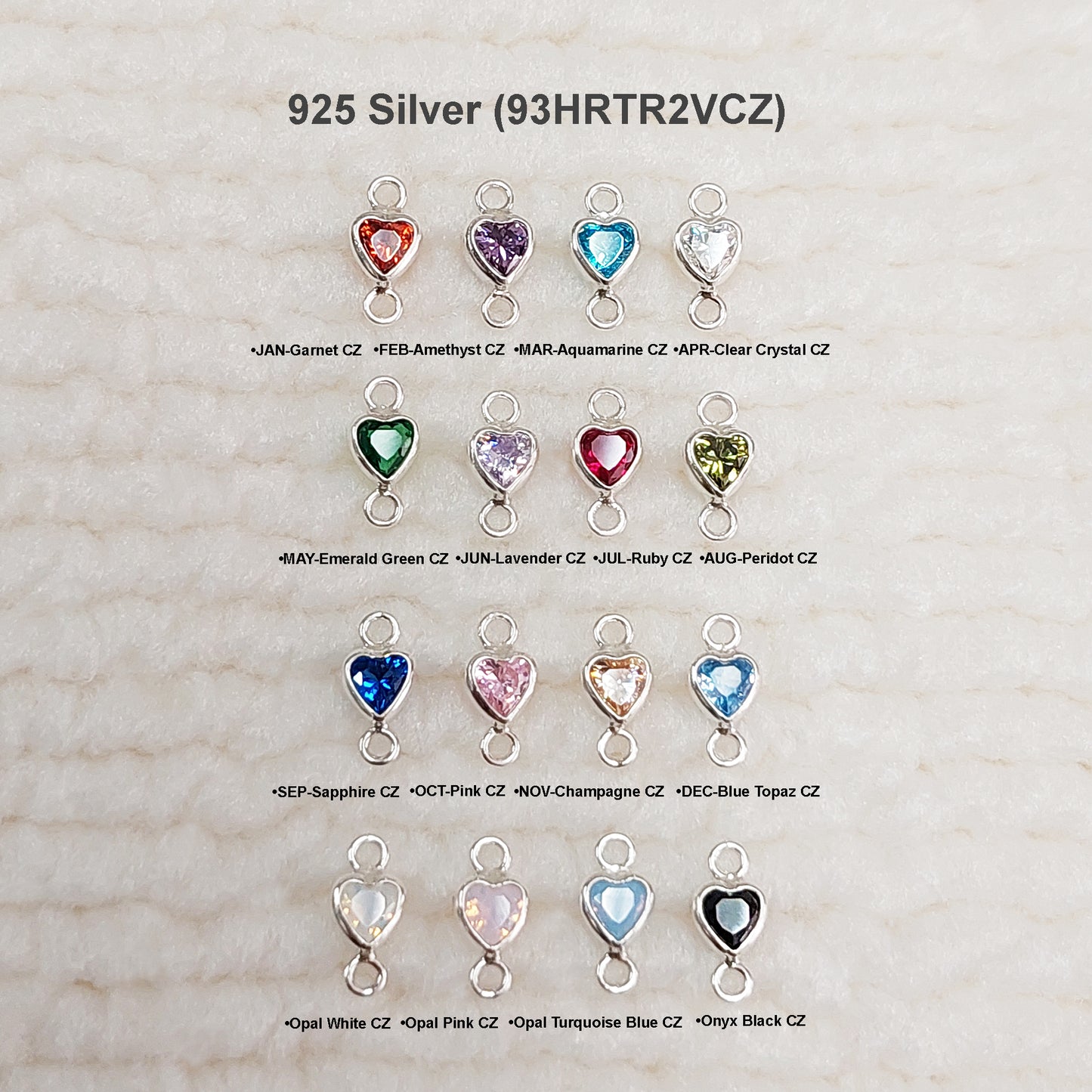 GF3HRTR2VCZ / 93HRTR2VCZ 3mm Heart Shape Bezel Connector with 2mm Closed Vertical Rings