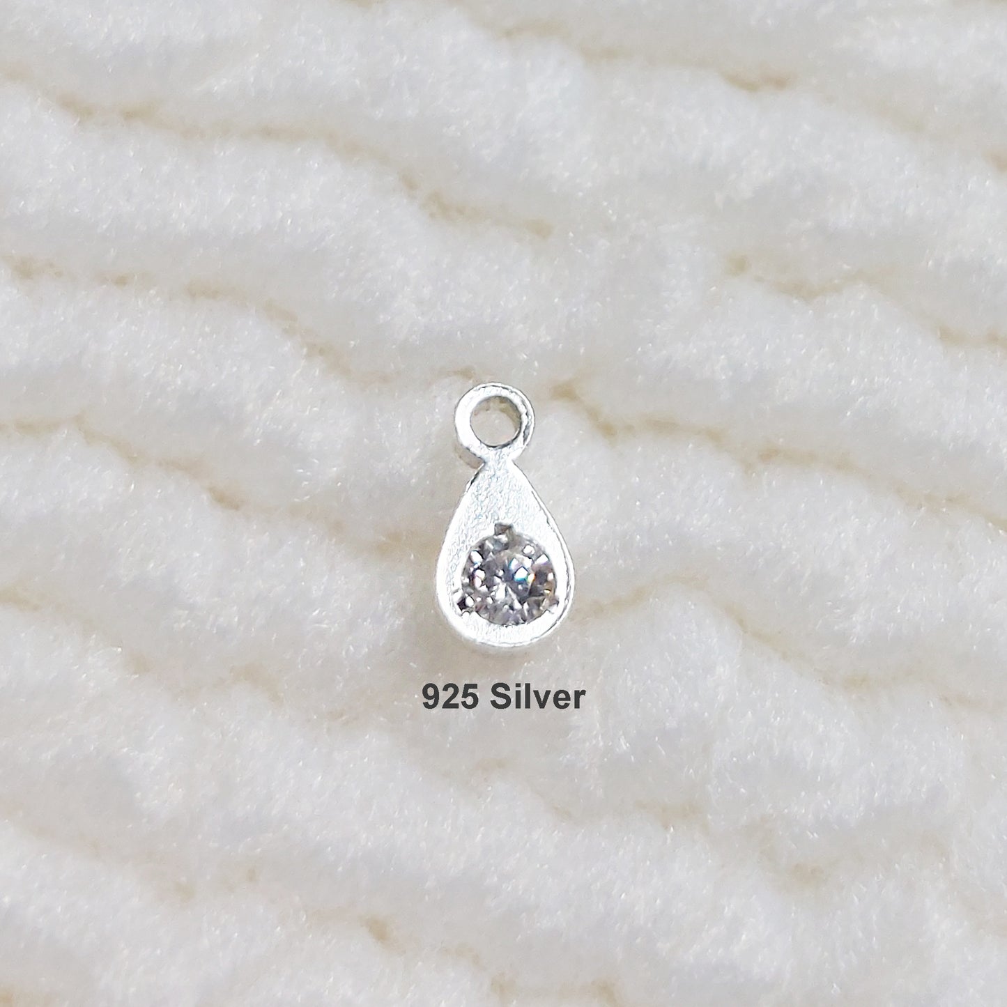 TD35CZ / 9TD35CZ Super Tiny Tear Drop Charm With CZ 2.7 x 5.3mm Gold Filled (14KGF)