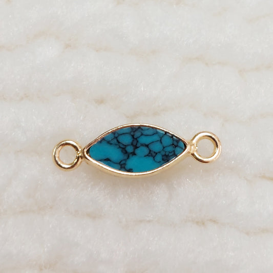 GF3MQR2BT / 93MQR2BT 3 x 6mm Synthetic Blue Turquoise Marquise Bezel Connector With 2mm Closed Rings