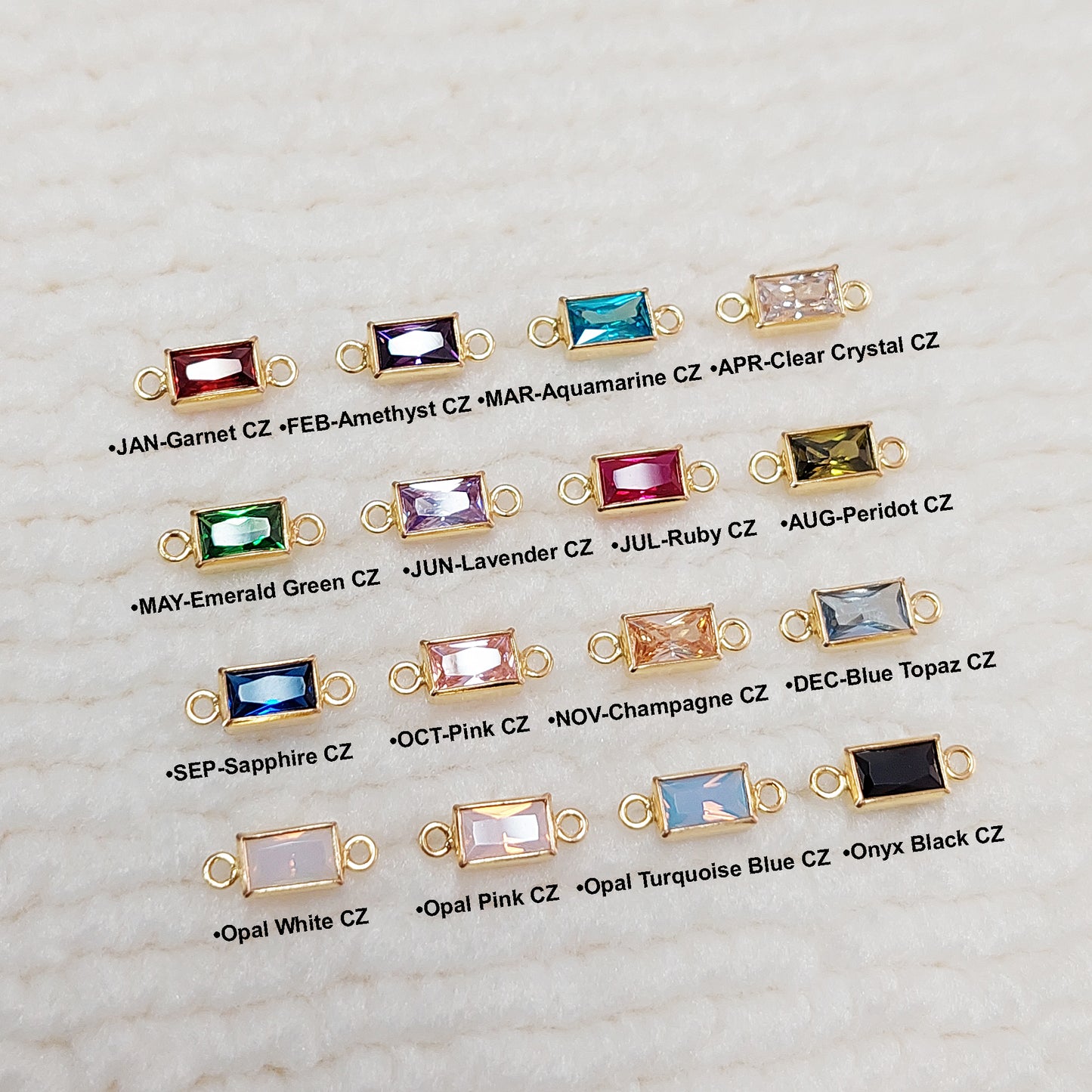 GF35RTR2CZ / 935RTR2CZ 3 x 5 mm Rectangle Bezel Connector With 2mm Closed Rings