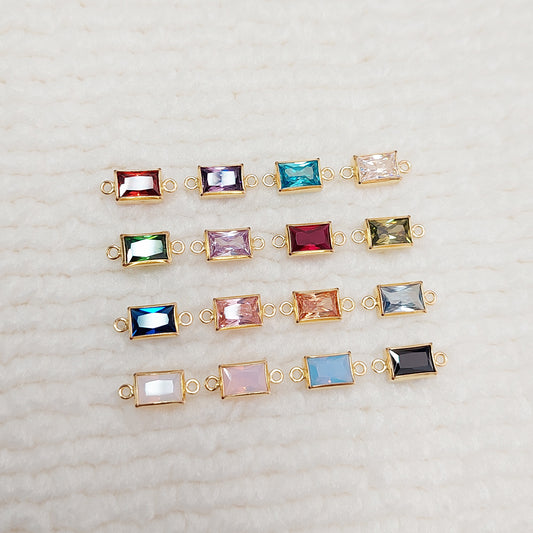 GF46RTR2CZ / 946RTR2CZ 4 x 6 mm Rectangle Bezel Connector With 2mm Closed Rings