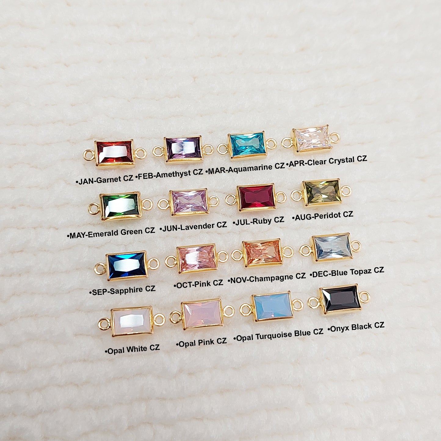 GF46RTR2CZ / 946RTR2CZ 4 x 6 mm Rectangle Bezel Connector With 2mm Closed Rings