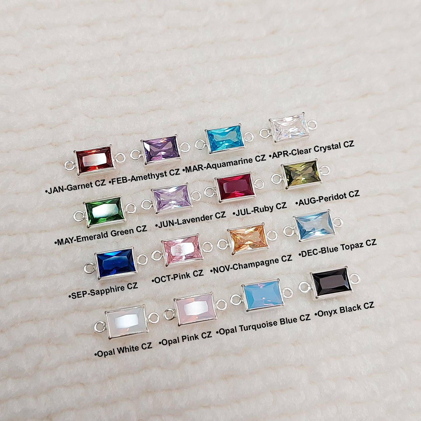 GF46RTR2CZ / 946RTR2CZ 4 x 6 mm Rectangle Bezel Connector With 2mm Closed Rings