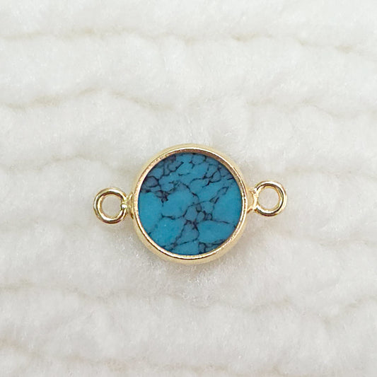 GF6BZ15R2BT • 6mm Synthetic Blue Turquoise Round Bezel Connector With 2mm Closed Rings