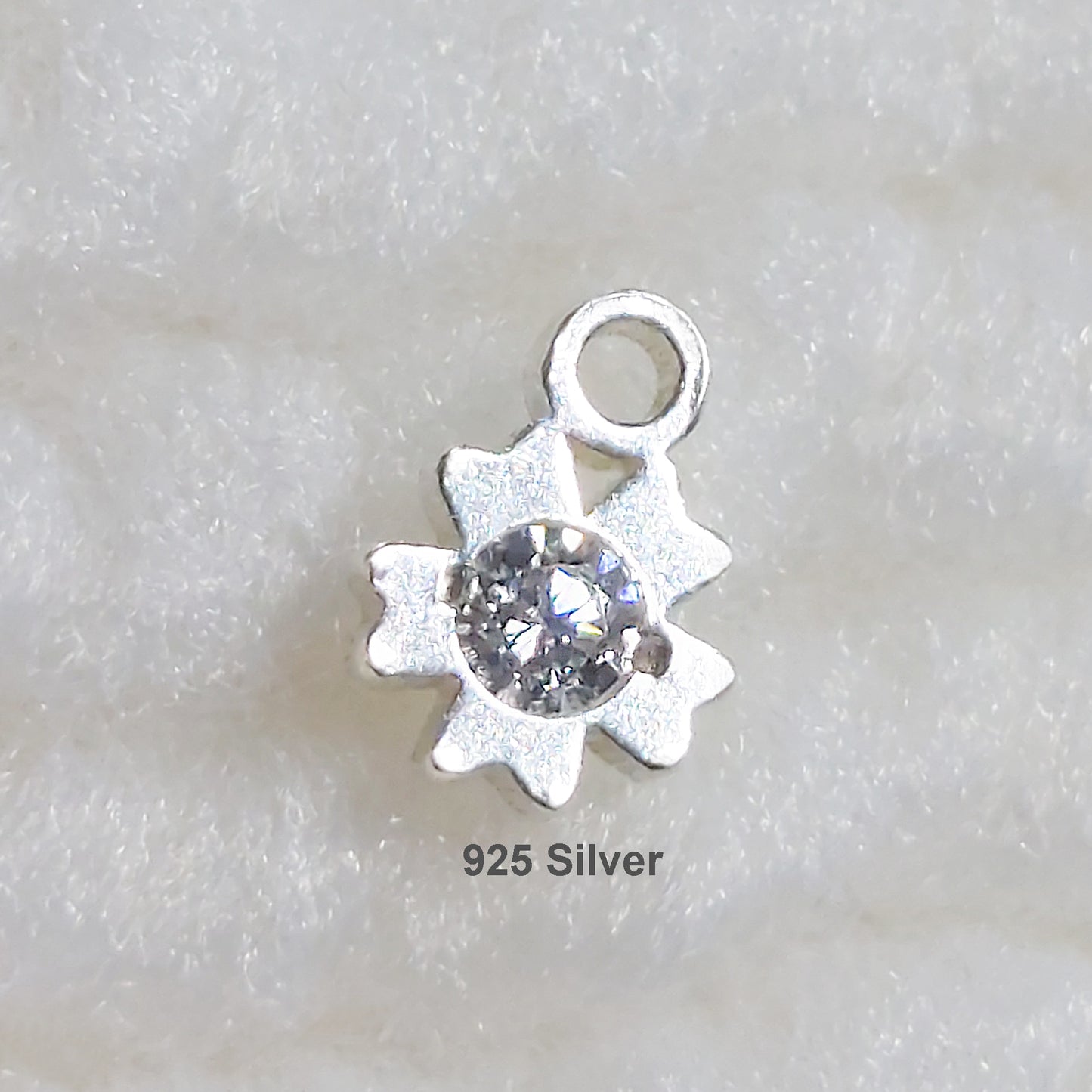 Starflower Charm with CZ 20ga 3.8 x 5.1mm • Dainty Minimalist Flower Charm • Gold Filled(14KGF) Jewelry Findings Wholesale •PN45CZ / 9PN45CZ