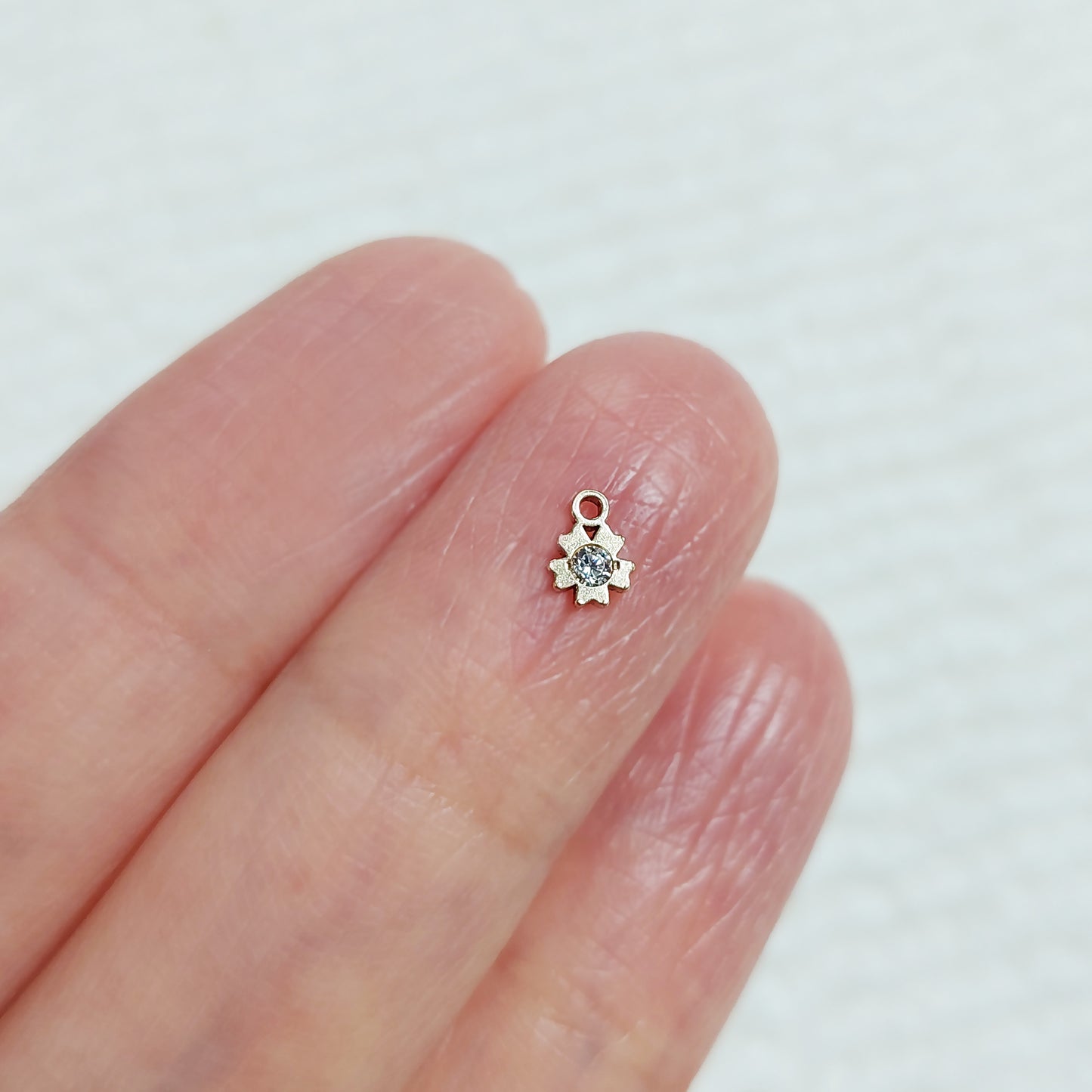 Starflower Charm with CZ 20ga 3.8 x 5.1mm • Dainty Minimalist Flower Charm • Gold Filled(14KGF) Jewelry Findings Wholesale •PN45CZ / 9PN45CZ