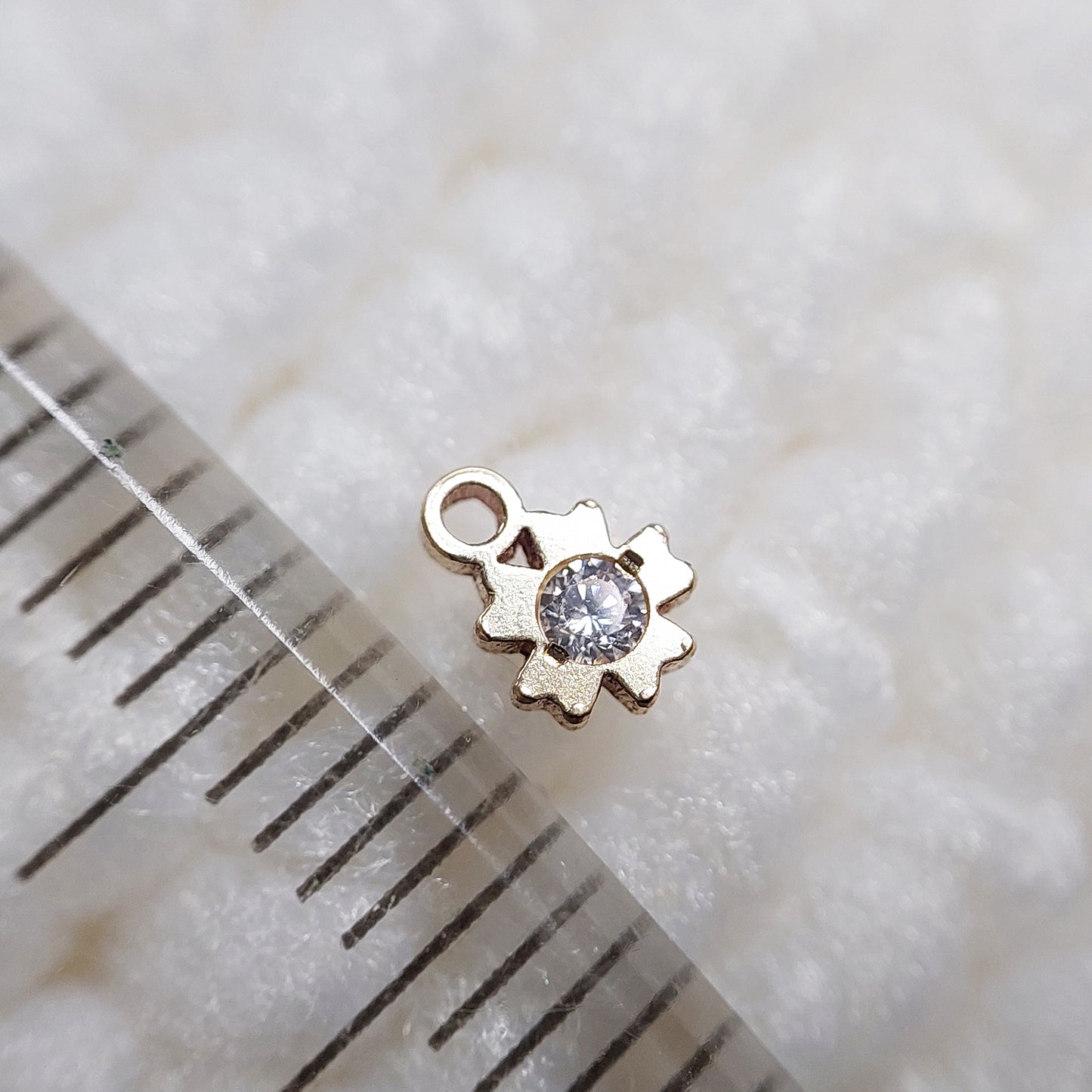 Starflower Charm with CZ 20ga 3.8 x 5.1mm • Dainty Minimalist Flower Charm • Gold Filled(14KGF) Jewelry Findings Wholesale •PN45CZ / 9PN45CZ