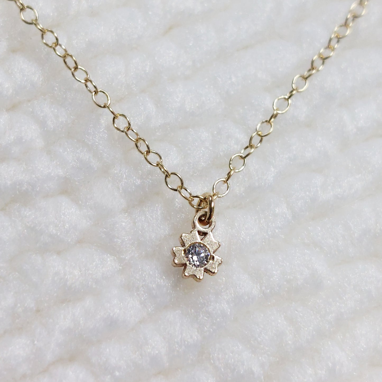 Starflower Charm with CZ 20ga 3.8 x 5.1mm • Dainty Minimalist Flower Charm • Gold Filled(14KGF) Jewelry Findings Wholesale •PN45CZ / 9PN45CZ