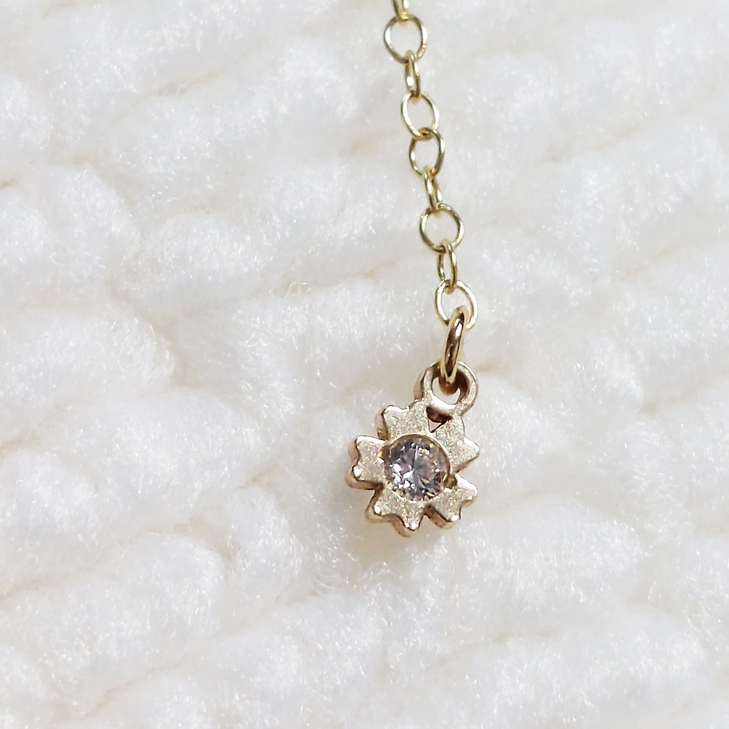 Starflower Charm with CZ 20ga 3.8 x 5.1mm • Dainty Minimalist Flower Charm • Gold Filled(14KGF) Jewelry Findings Wholesale •PN45CZ / 9PN45CZ