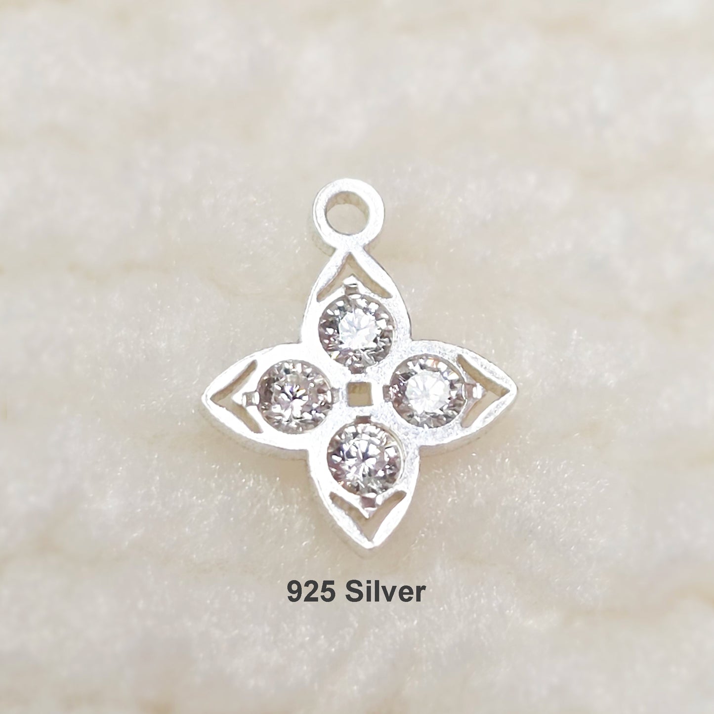 Four Leaf Clover Charm With 4 CZs 20ga 7.4x9mm • Minimalist Charm • Gold Filled (14KGF) Jewelry Findings Wholesale • FL9CZR1/9FL9CZR1