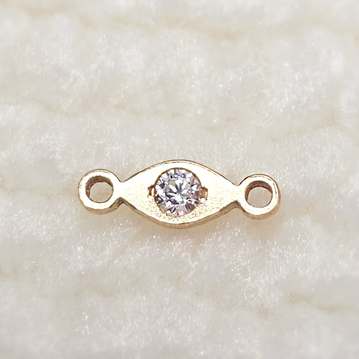 Mini Eye Shape Connector With CZ 20ga 7.6 x 2.6mm • Minimalist Charm •Gold Filled (14KGF) Jewelry Findings Wholesale •EY7626CZ /9EY7626CZ