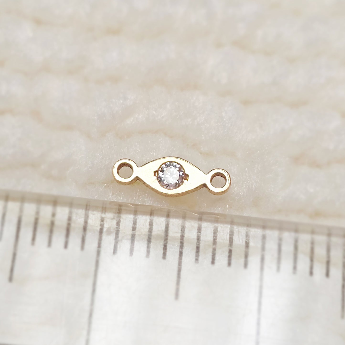 Mini Eye Shape Connector With CZ 20ga 7.6 x 2.6mm • Minimalist Charm •Gold Filled (14KGF) Jewelry Findings Wholesale •EY7626CZ /9EY7626CZ