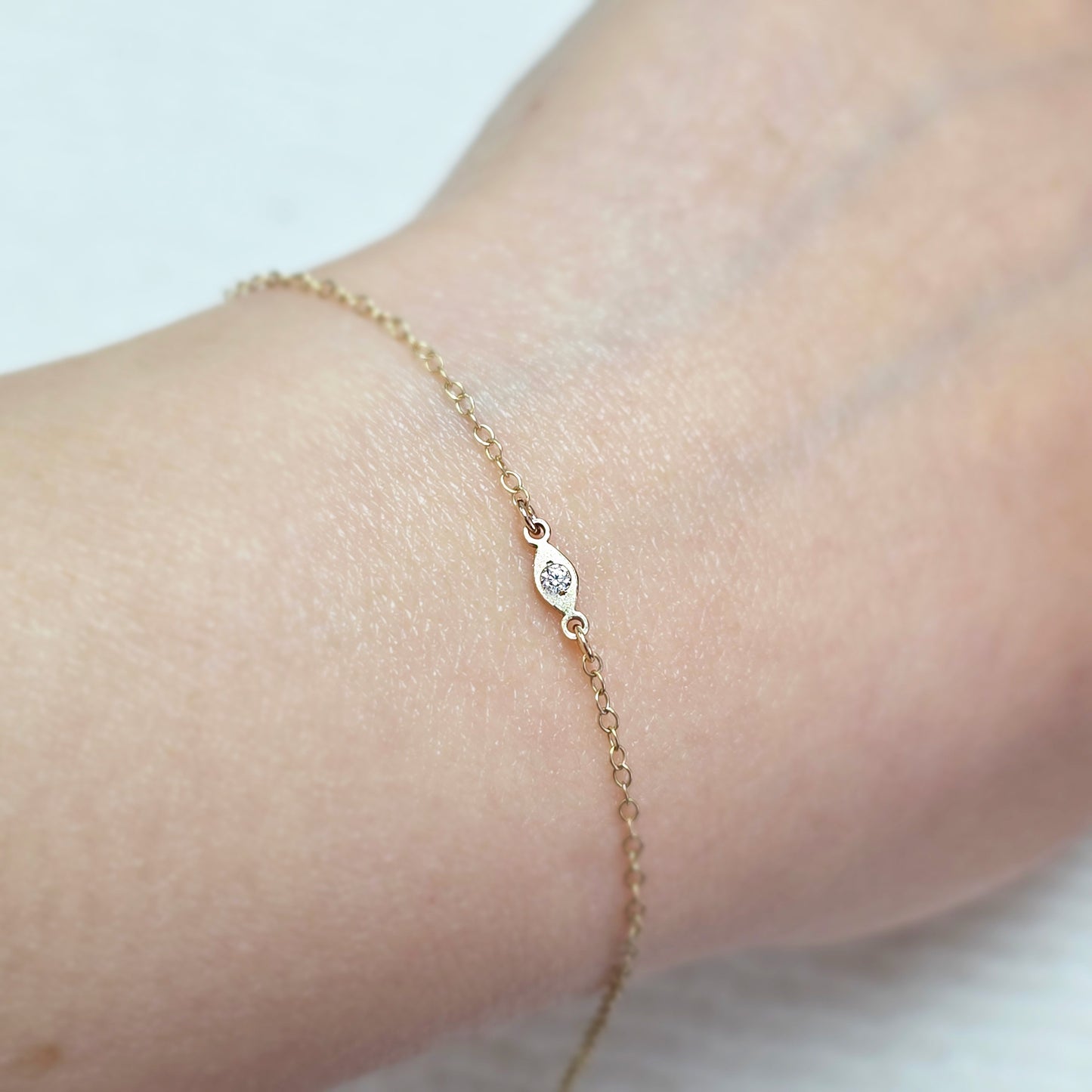 Mini Eye Shape Connector With CZ 20ga 7.6 x 2.6mm • Minimalist Charm •Gold Filled (14KGF) Jewelry Findings Wholesale •EY7626CZ /9EY7626CZ