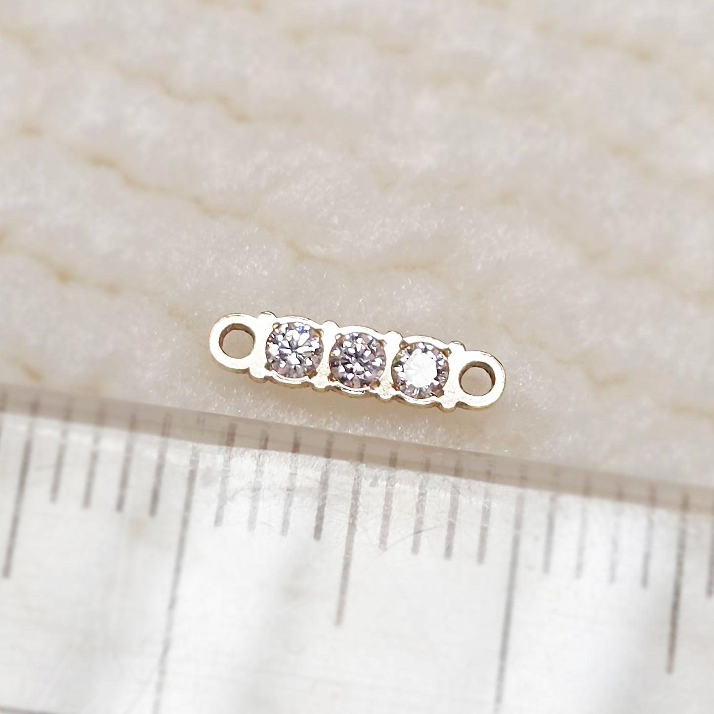 Bar Connector With 3 CZs 20ga 2.3 x 9.7mm • Minimalist Charm •Gold Filled (14KGF) Jewelry Findings Wholesale • BAR97CZ3 Birth Stone Bar