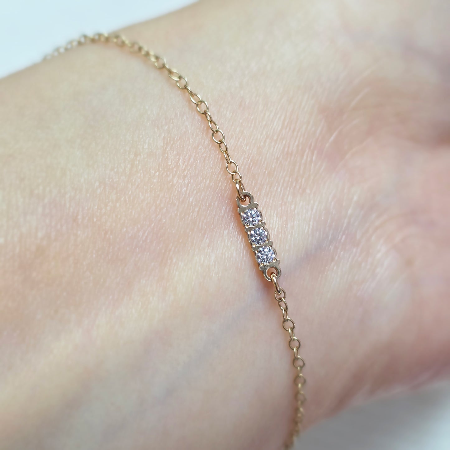 Bar Connector With 3 CZs 20ga 2.5 x 9.7mm • Minimalist Charm •Gold Filled (14KGF) Jewelry Findings Wholesale • BAR10CZ3 / 9BAR10CZ3