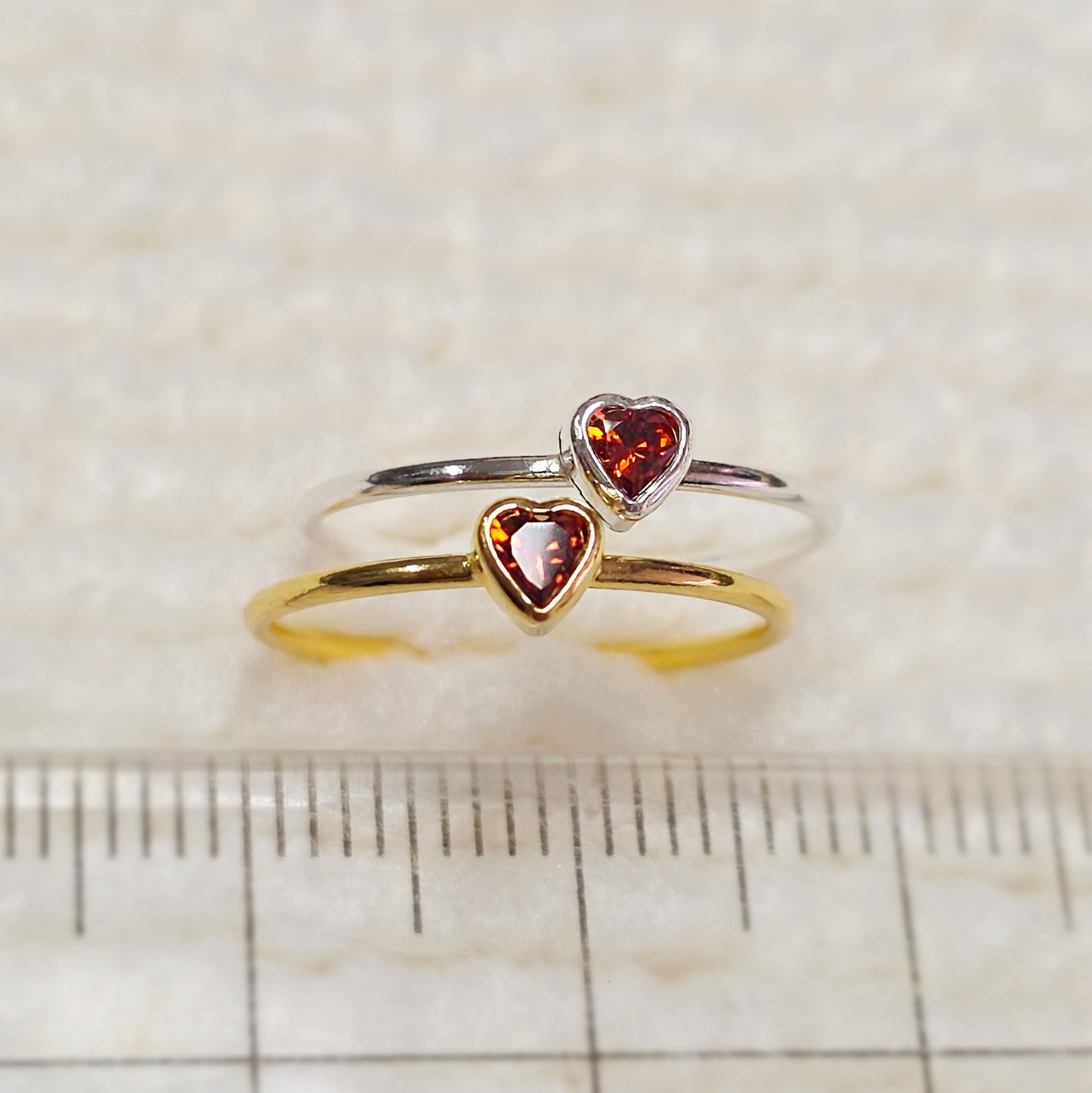 3mm Heart Bezel Set Stacking Ring with Garnet CZ • BIRTH STONE RING • Gold Filled (14KGF) Jewelry Findings Wholesale •GFR1403HRTCZ(M1)-GFR1103HRTCZ(M1)