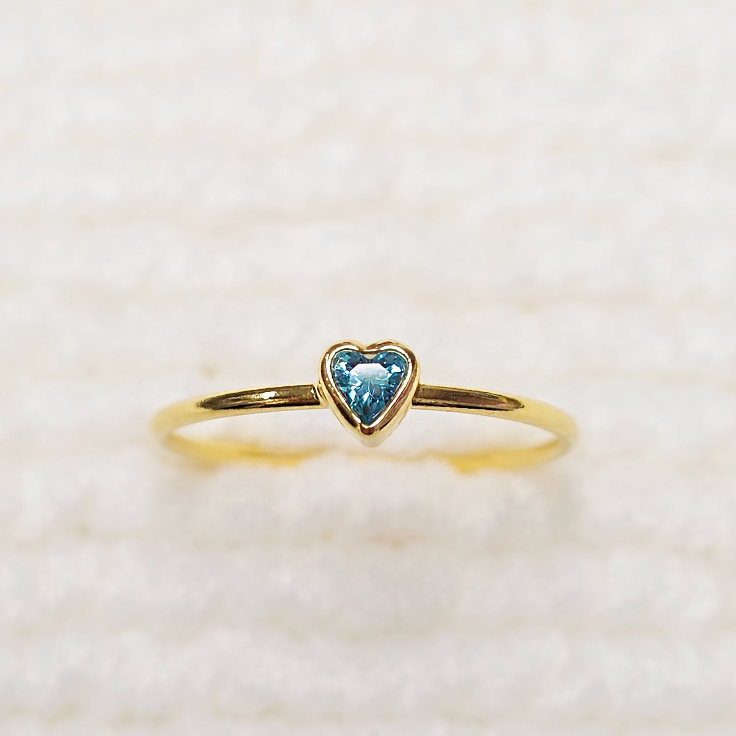 3mm Heart Bezel Set Stacking Ring with Aquamarine CZ • BIRTH STONE RING • Gold Filled (14KGF) Jewelry Findings Wholesale •GFR1403HRTCZ(M3)-GFR1103HRTCZ(M3)