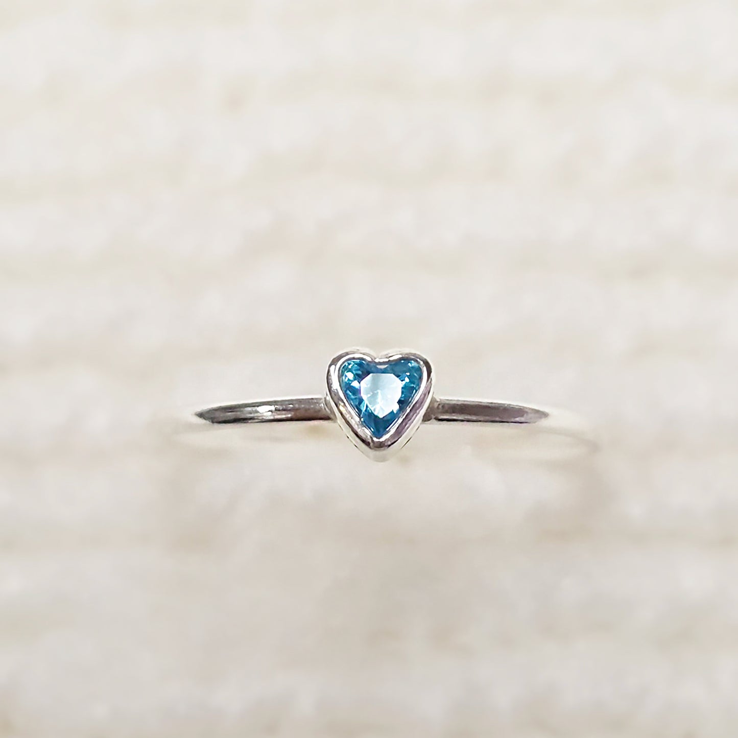 3mm Heart Bezel Set Stacking Ring with Aquamarine CZ • BIRTH STONE RING • Gold Filled (14KGF) Jewelry Findings Wholesale •GFR1403HRTCZ(M3)-GFR1103HRTCZ(M3)