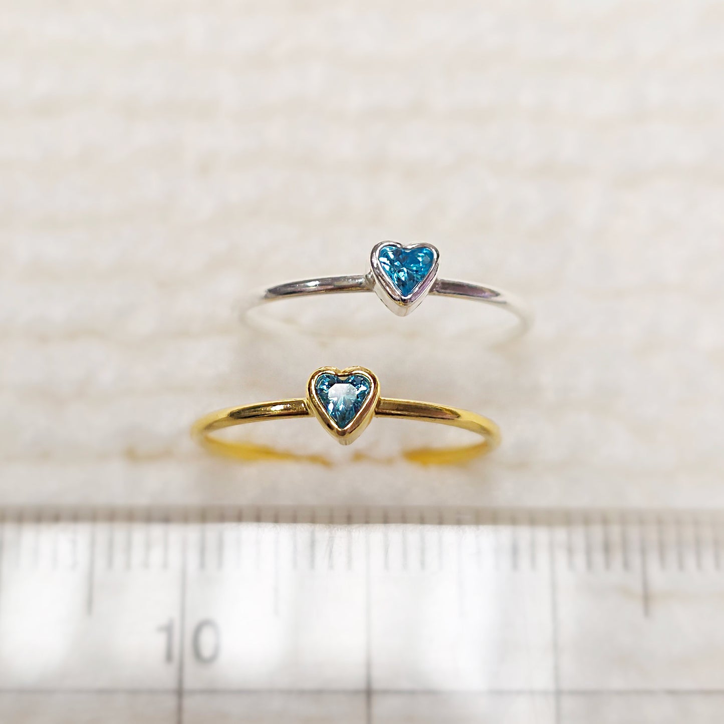 3mm Heart Bezel Set Stacking Ring with Aquamarine CZ • BIRTH STONE RING • Gold Filled (14KGF) Jewelry Findings Wholesale •GFR1403HRTCZ(M3)-GFR1103HRTCZ(M3)