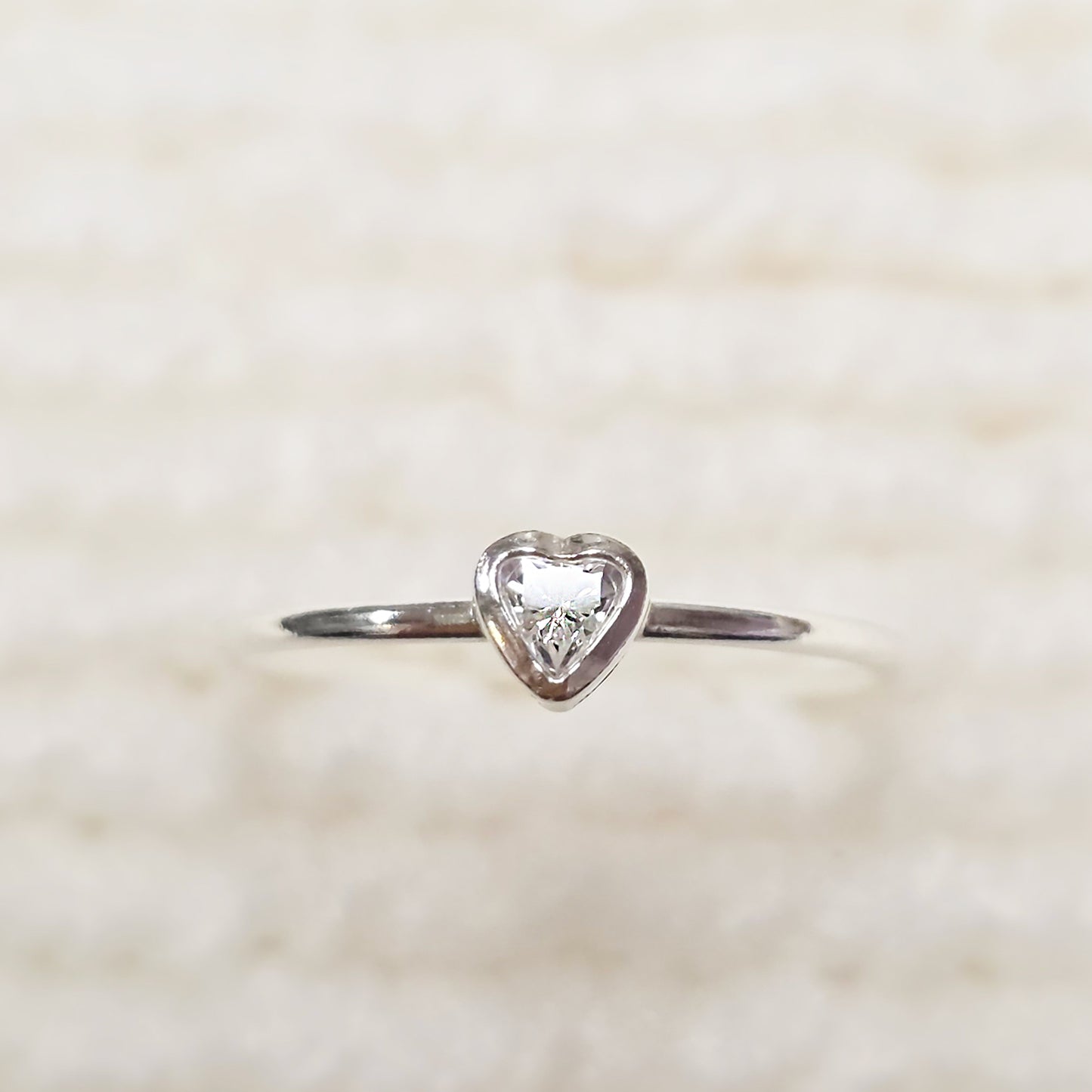 3mm Heart Bezel Set Stacking Ring with Clear Crystal CZ • BIRTH STONE RING • Gold Filled (14KGF) Jewelry Findings Wholesale •GFR1403HRTCZ(M4)-GFR1103HRTCZ(M4)