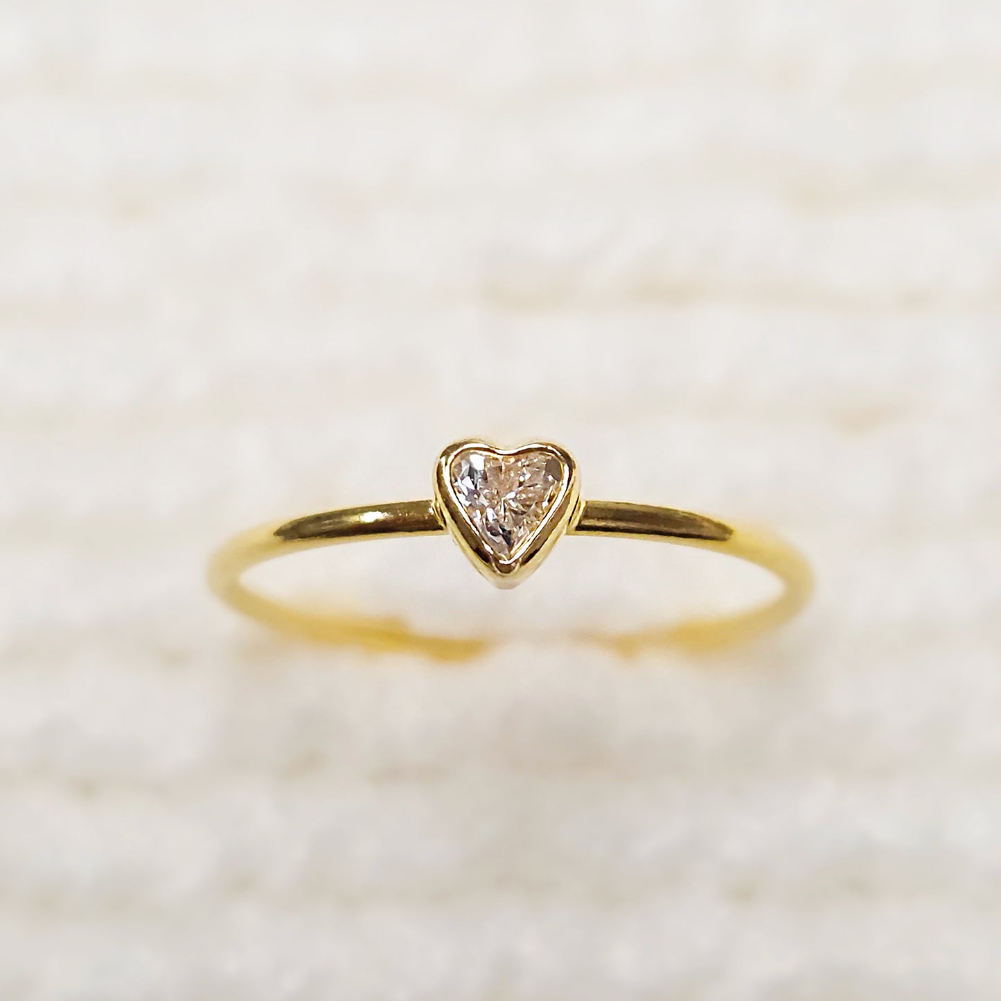 3mm Heart Bezel Set Stacking Ring with Clear Crystal CZ • BIRTH STONE RING • Gold Filled (14KGF) Jewelry Findings Wholesale •GFR1403HRTCZ(M4)-GFR1103HRTCZ(M4)