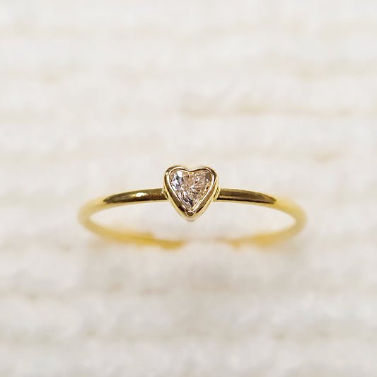3mm Heart Bezel Set Stacking Ring with Clear Crystal CZ • Gold Filled (14KGF) Jewelry Findings Wholesale •GFR1403HRTCZ(M4)-GFR1103HRTCZ(M4)