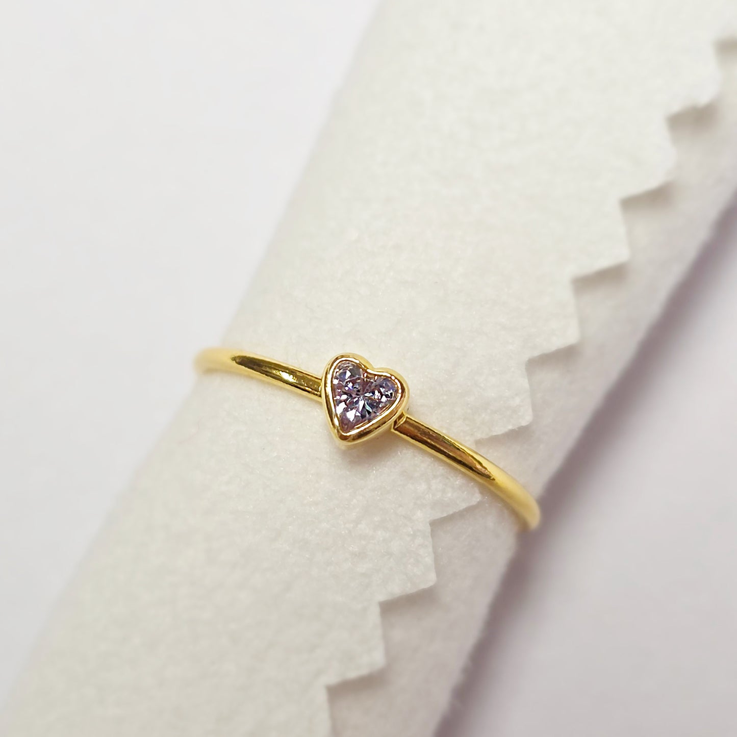 3mm Heart Bezel Set Stacking Ring with Lavender CZ • BIRTH STONE RING • Gold Filled (14KGF) Jewelry Findings Wholesale •GFR1403HRTCZ(M6)-GFR1103HRTCZ(M6)