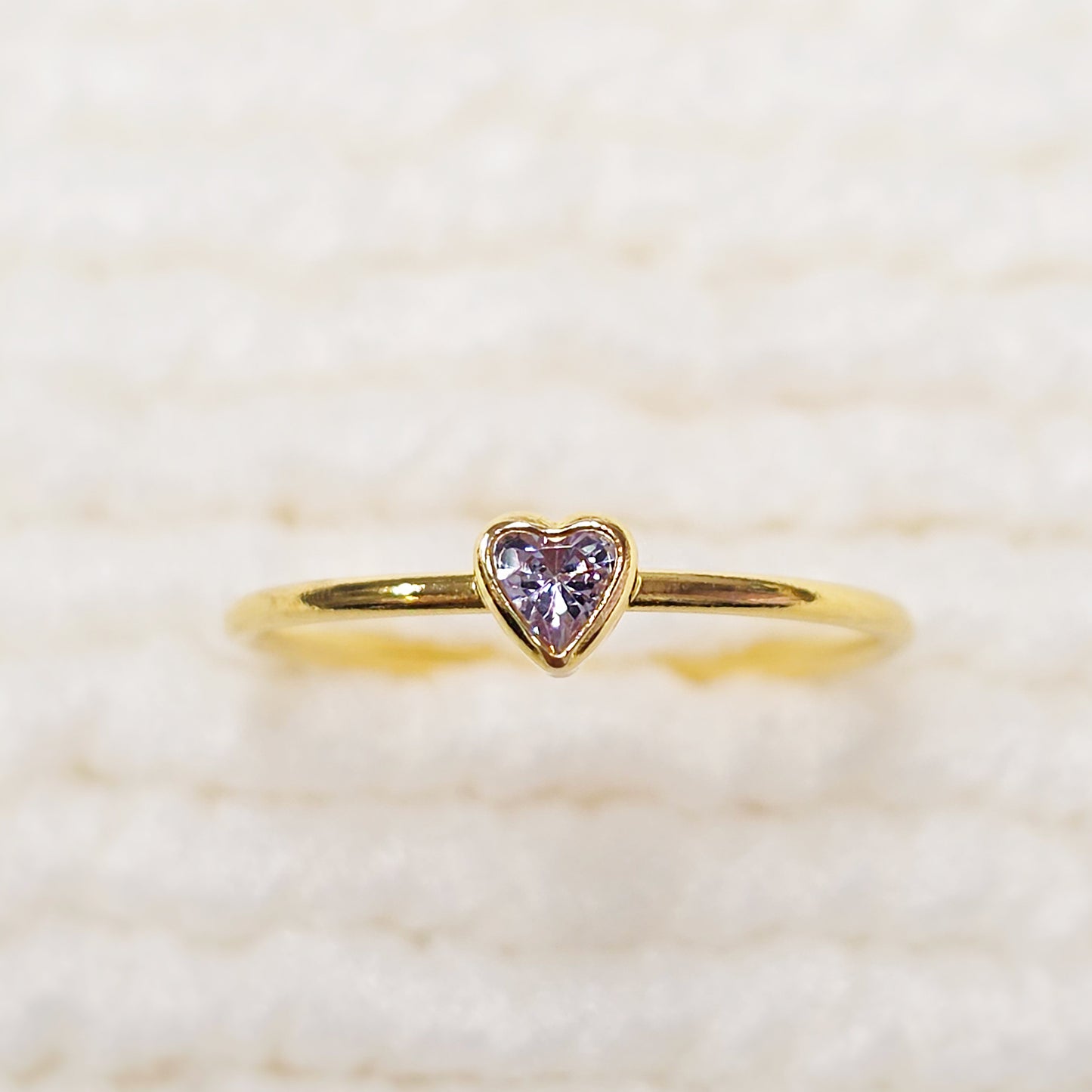 3mm Heart Bezel Set Stacking Ring with Lavender CZ • BIRTH STONE RING • Gold Filled (14KGF) Jewelry Findings Wholesale •GFR1403HRTCZ(M6)-GFR1103HRTCZ(M6)