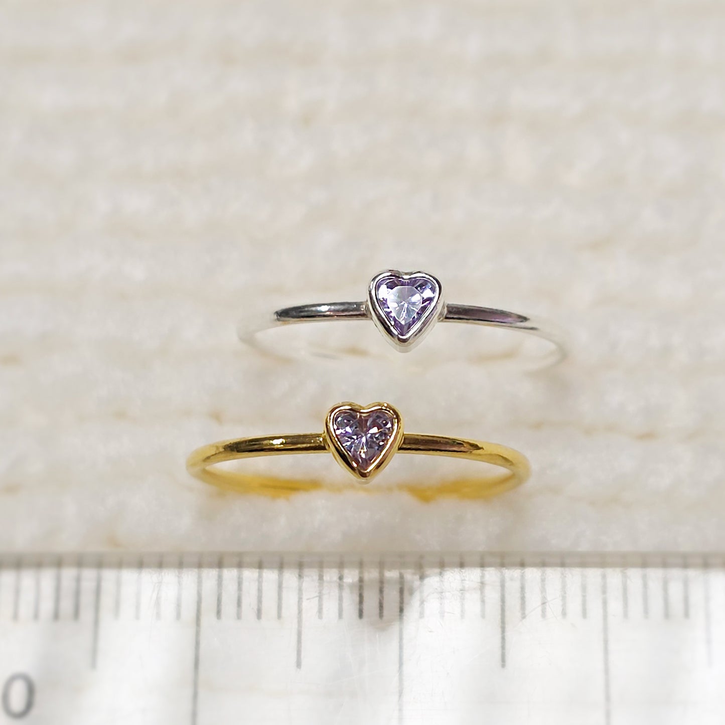 3mm Heart Bezel Set Stacking Ring with Lavender CZ • BIRTH STONE RING • Gold Filled (14KGF) Jewelry Findings Wholesale •GFR1403HRTCZ(M6)-GFR1103HRTCZ(M6)