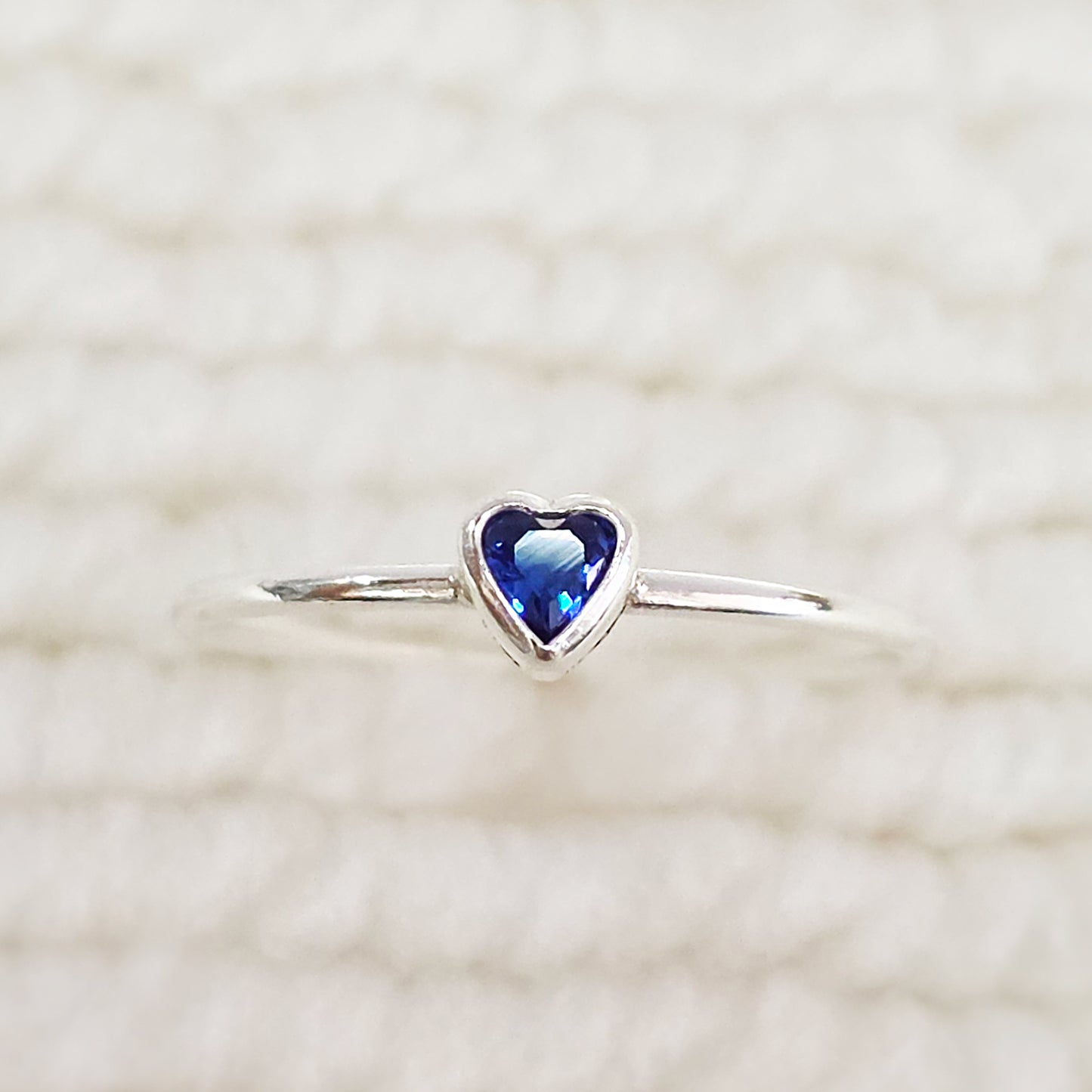 3mm Heart Bezel Set Stacking Ring with Sapphire CZ • BIRTH STONE RING • Gold Filled (14KGF) Jewelry Findings Wholesale •GFR1403HRTCZ(M9)-GFR1103HRTCZ(M9)