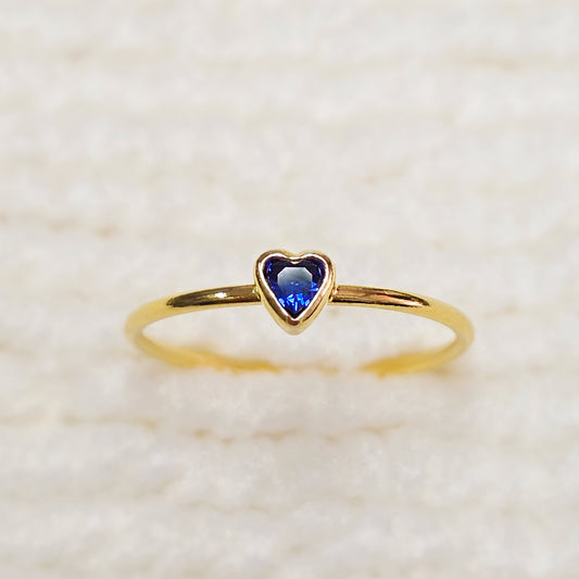 3mm Heart Bezel Set Stacking Ring with Sapphire CZ • Gold Filled (14KGF) Jewelry Findings Wholesale •GFR1403HRTCZ(M9)-GFR1103HRTCZ(M9)