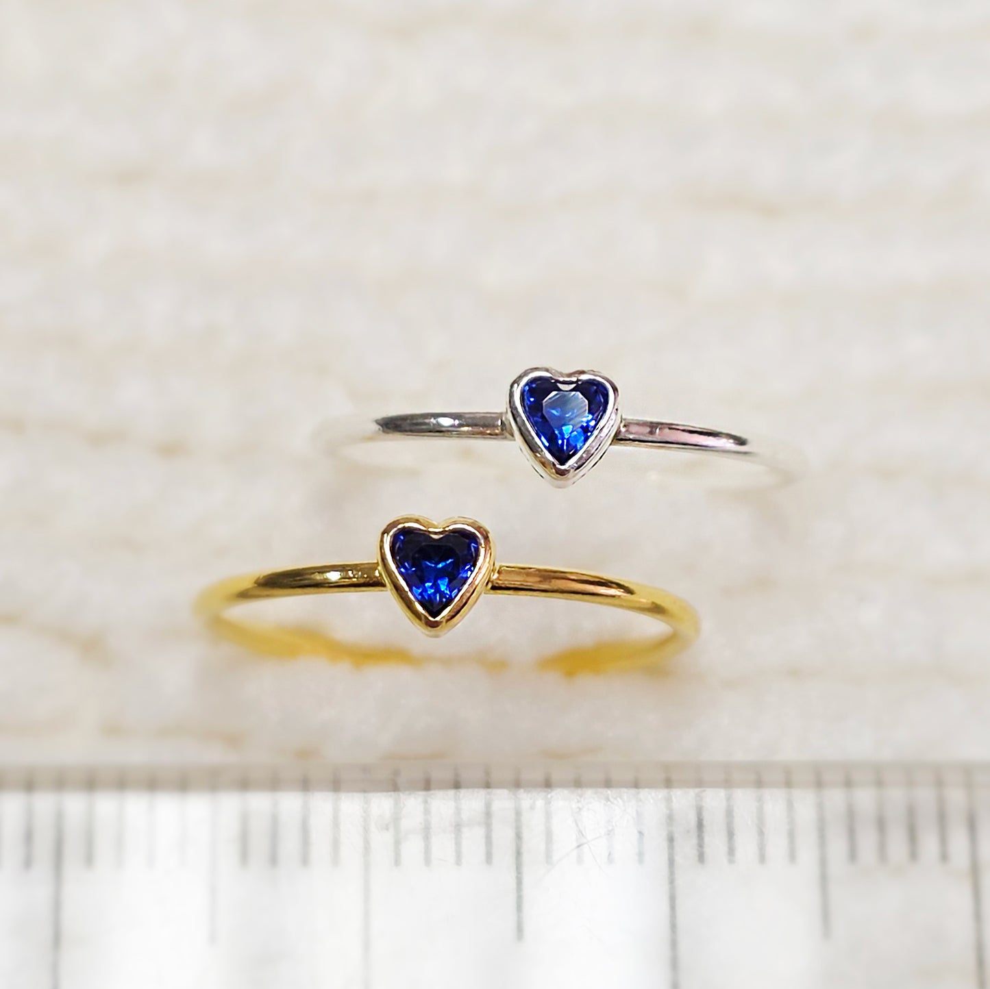 3mm Heart Bezel Set Stacking Ring with Sapphire CZ • BIRTH STONE RING • Gold Filled (14KGF) Jewelry Findings Wholesale •GFR1403HRTCZ(M9)-GFR1103HRTCZ(M9)