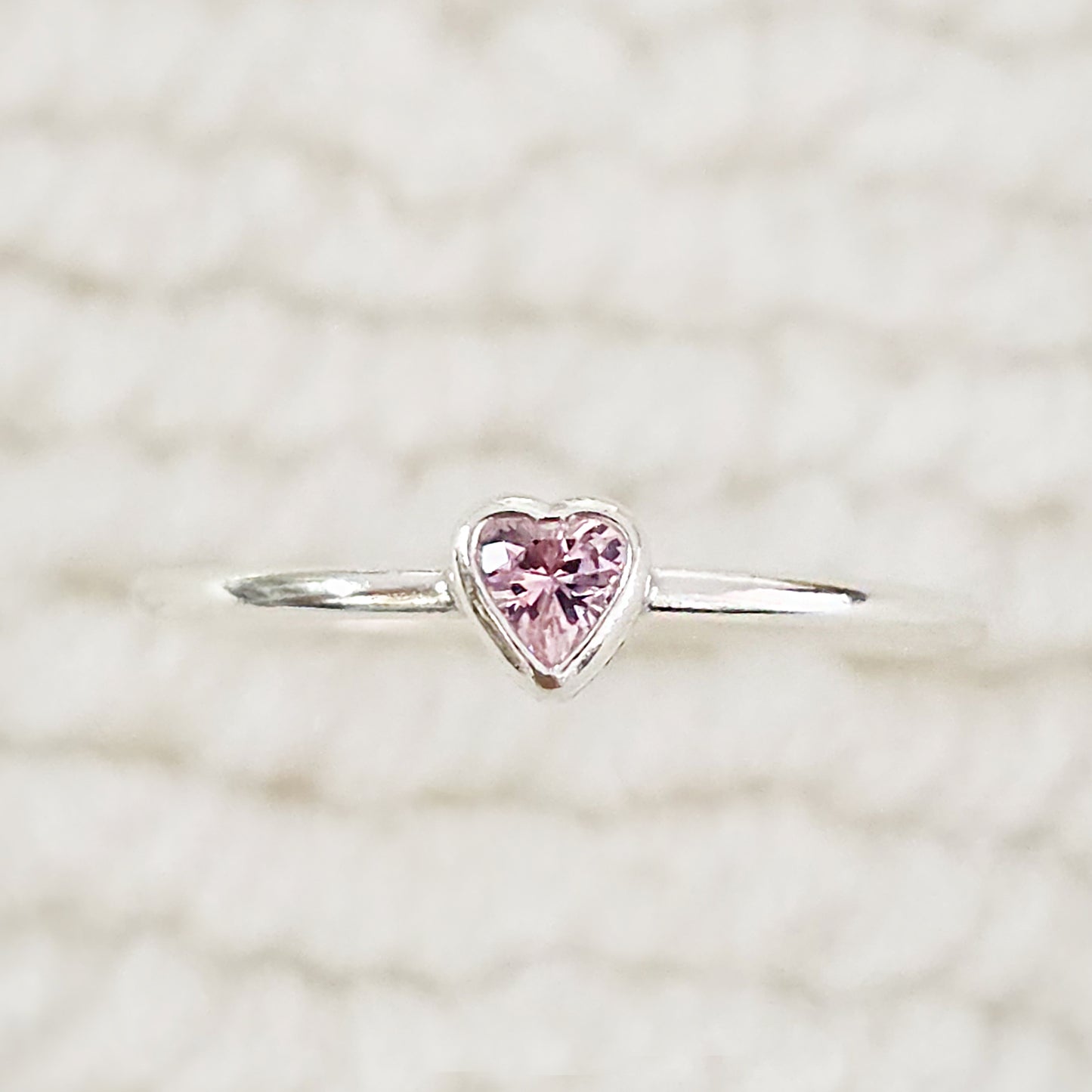 3mm Heart Bezel Set Stacking Ring with Pink CZ • Gold Filled (14KGF) Jewelry Findings Wholesale •GFR1403HRTCZ(M10)-GFR1103HRTCZ(M10)