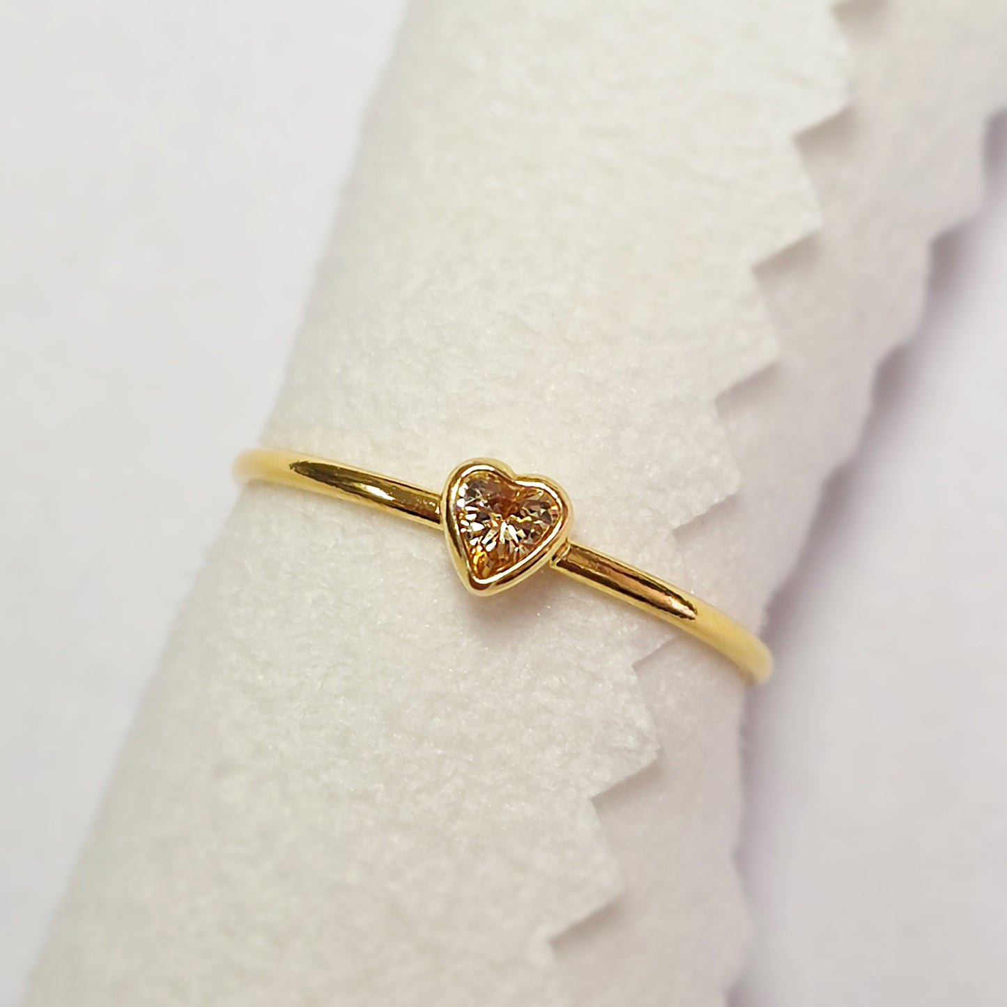 3mm Heart Bezel Set Stacking Ring with Champagne CZ • BIRTH STONE RING • Gold Filled (14KGF) Jewelry Findings Wholesale •GFR1403HRTCZ(M11)-GFR1103HRTCZ(M11)