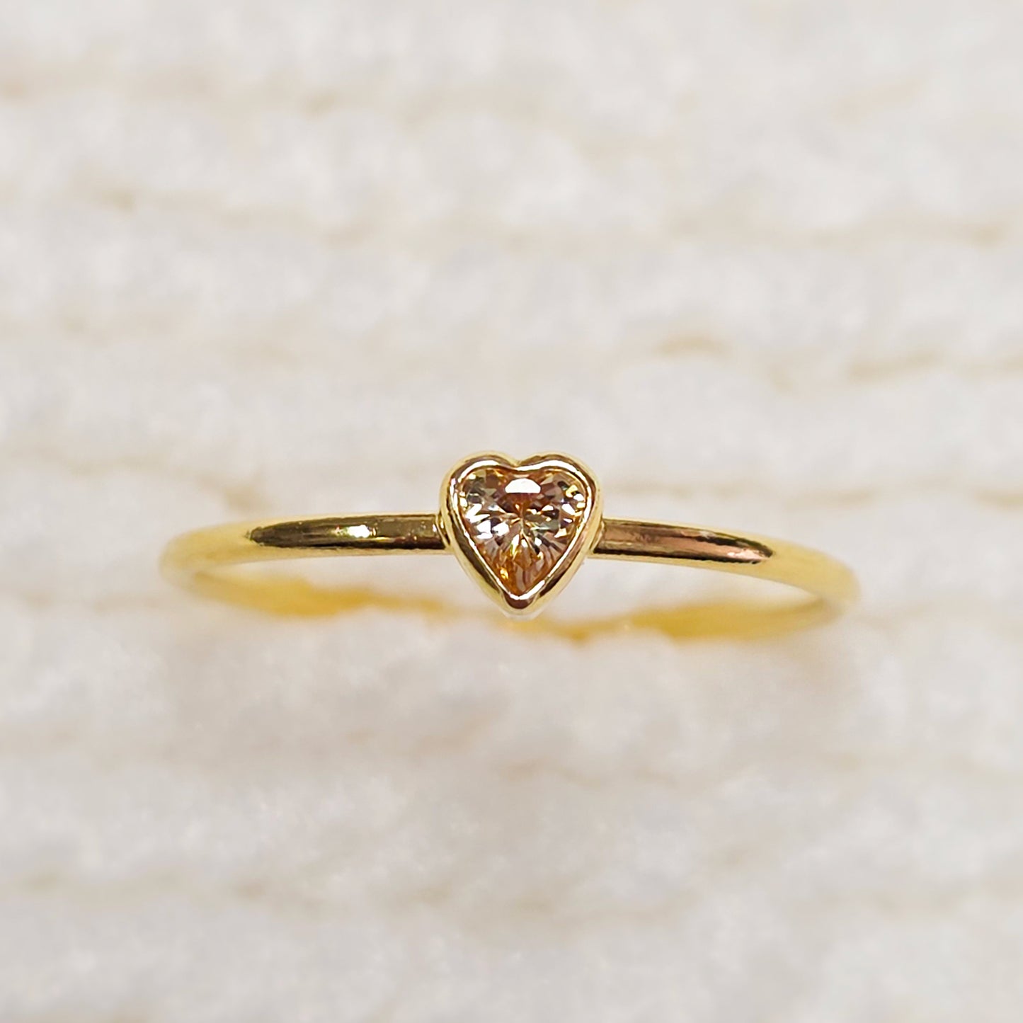 3mm Heart Bezel Set Stacking Ring with Champagne CZ • BIRTH STONE RING • Gold Filled (14KGF) Jewelry Findings Wholesale •GFR1403HRTCZ(M11)-GFR1103HRTCZ(M11)