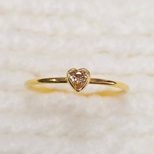 3mm Heart Bezel Set Stacking Ring with Champagne CZ • Gold Filled (14KGF) Jewelry Findings Wholesale •GFR1403HRTCZ(M11)-GFR1103HRTCZ(M11)