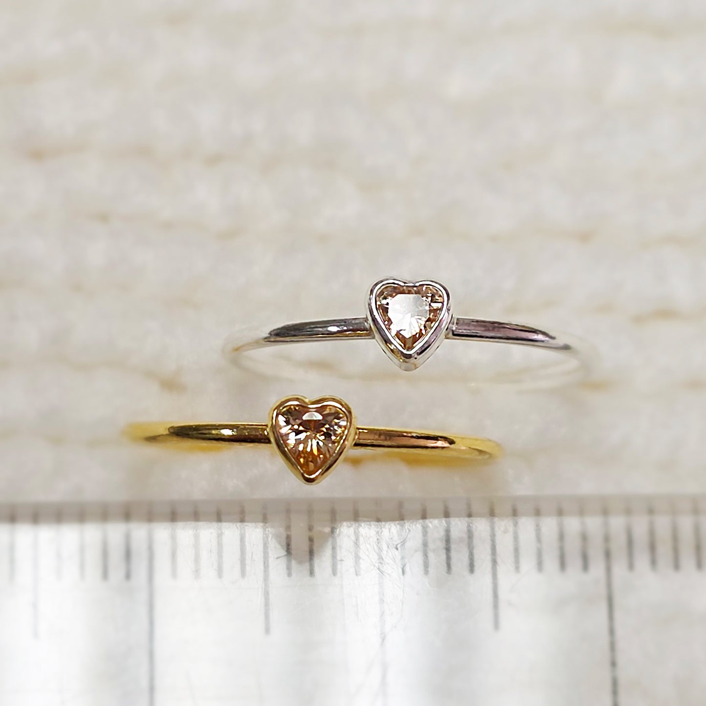 3mm Heart Bezel Set Stacking Ring with Champagne CZ • BIRTH STONE RING • Gold Filled (14KGF) Jewelry Findings Wholesale •GFR1403HRTCZ(M11)-GFR1103HRTCZ(M11)