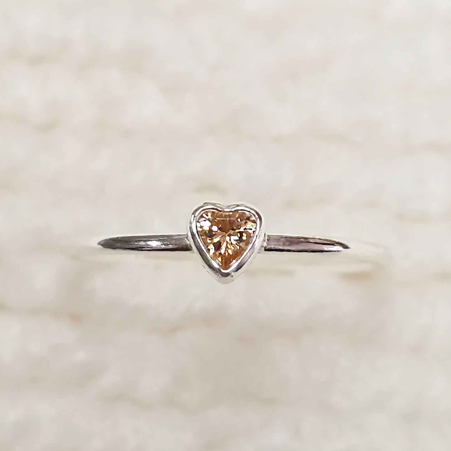 3mm Heart Bezel Set Stacking Ring with Champagne CZ • BIRTH STONE RING • Gold Filled (14KGF) Jewelry Findings Wholesale •GFR1403HRTCZ(M11)-GFR1103HRTCZ(M11)