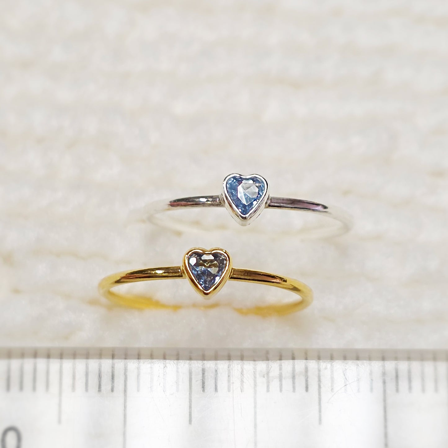 3mm Heart Bezel Set Stacking Ring with Blue Topaz CZ • BIRTH STONE RING • Gold Filled (14KGF) Jewelry Findings Wholesale •GFR1403HRTCZ(M12)-GFR1103HRTCZ(M12)
