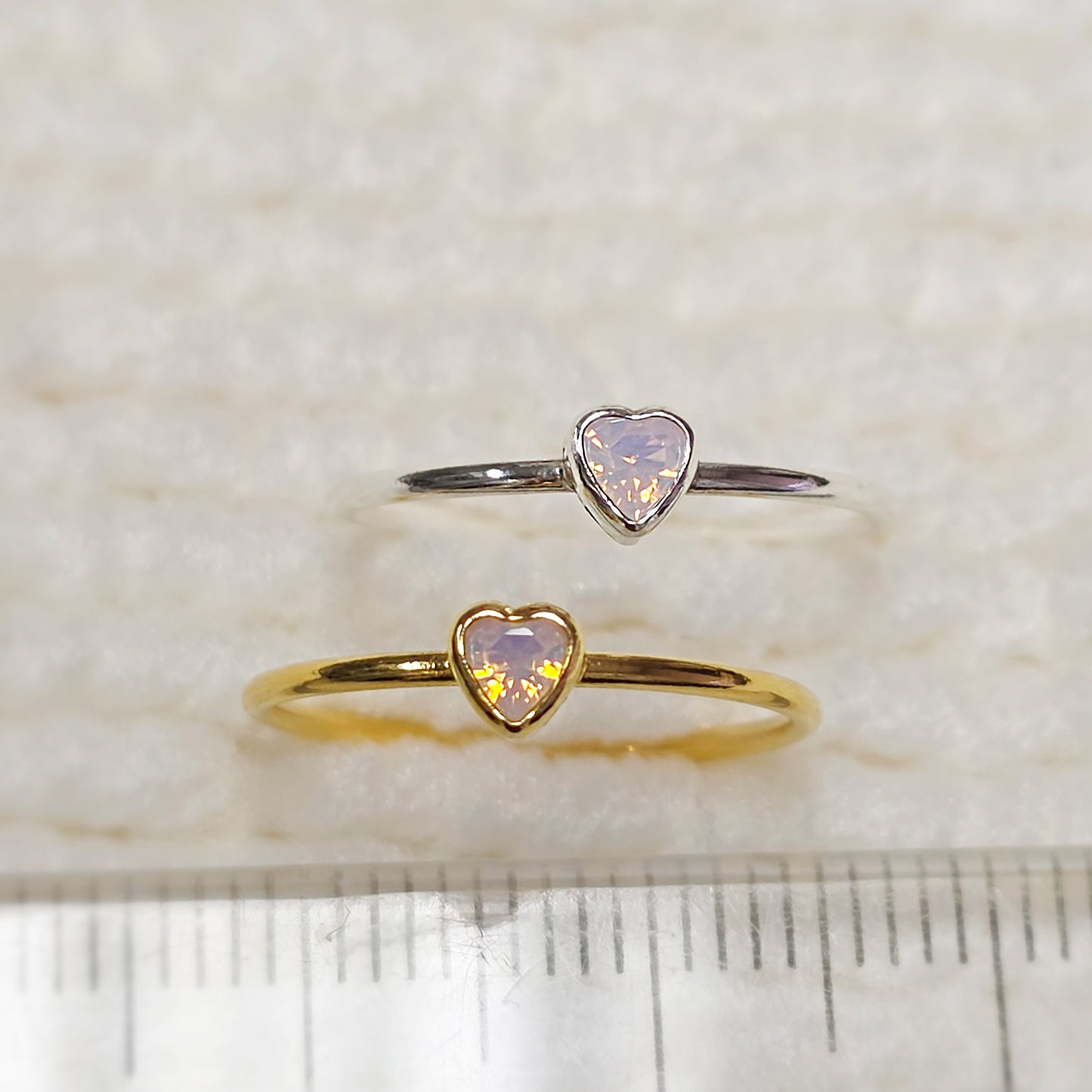 3mm Heart Bezel Set Stacking Ring with Opal Pink CZ • Gold Filled (14KGF) Jewelry Findings Wholesale •GFR1403HRTCZ(P2)-GFR1103HRTCZ(P2)