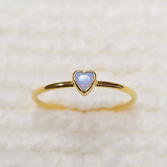 3mm Heart Bezel Set Stacking Ring with Opal Blue CZ • Gold Filled (14KGF) Jewelry Findings Wholesale •GFR1403HRTCZ(P3)-GFR1103HRTCZ(P3)