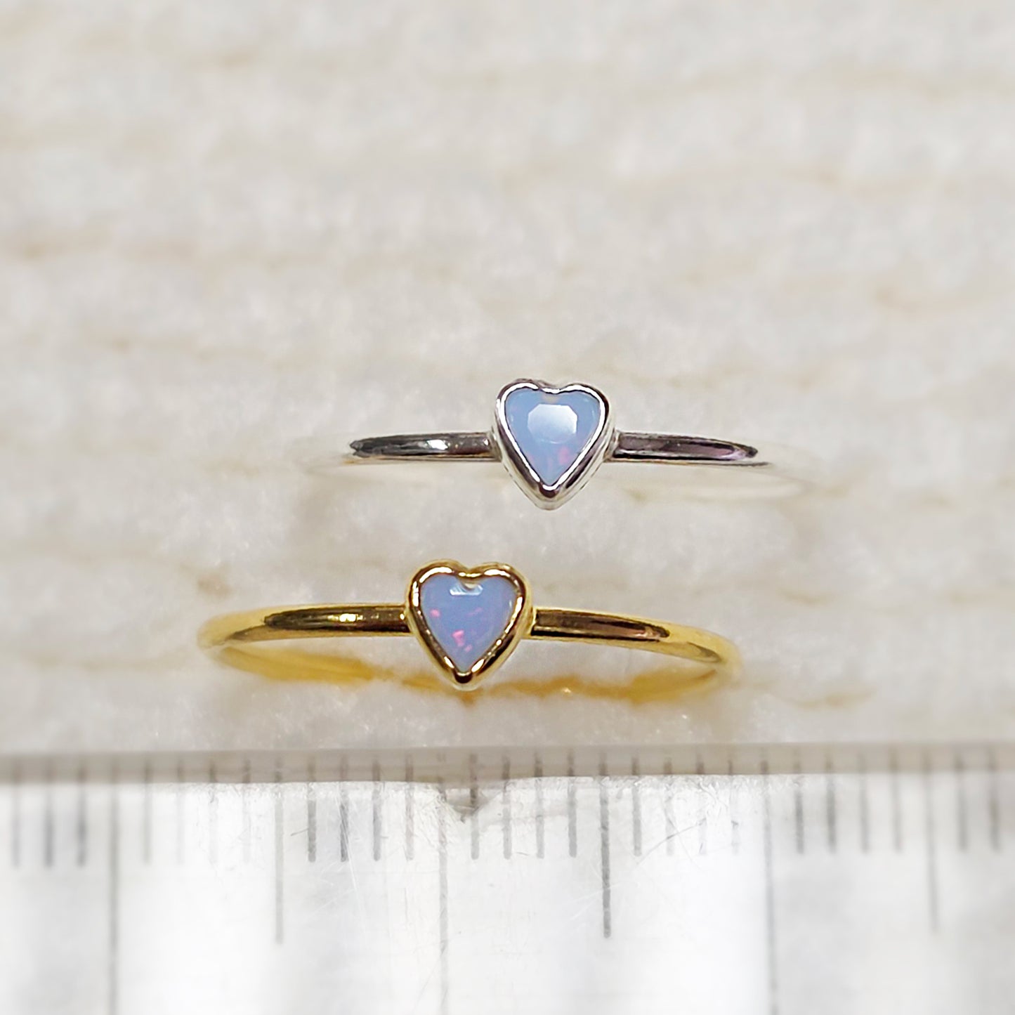 3mm Heart Bezel Set Stacking Ring with Opal Blue CZ • BIRTH STONE RING • Gold Filled (14KGF) Jewelry Findings Wholesale •GFR1403HRTCZ(P3)-GFR1103HRTCZ(P3)