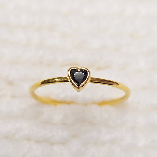 3mm Heart Bezel Set Stacking Ring with Onyx Black CZ • Gold Filled (14KGF) Jewelry Findings Wholesale •GFR1403HRTCZ(BLK)-GFR1103HRTCZ(BLK)