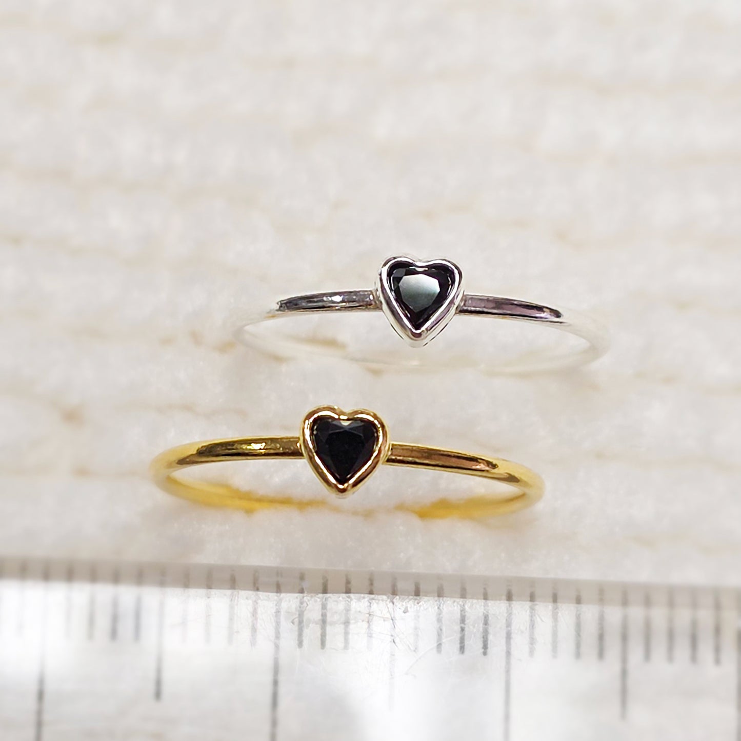 3mm Heart Bezel Set Stacking Ring with Onyx Black CZ • BIRTH STONE RING • Gold Filled (14KGF) Jewelry Findings Wholesale •GFR1403HRTCZ(BLK)-GFR1103HRTCZ(BLK)