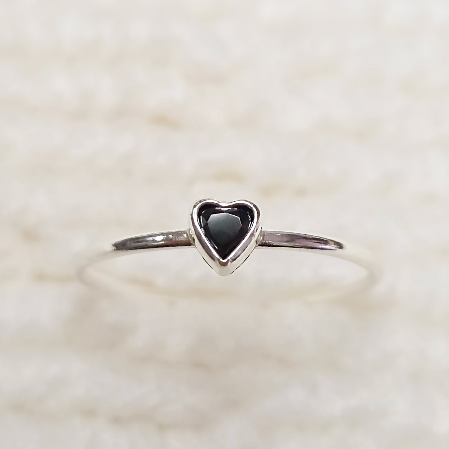3mm Heart Bezel Set Stacking Ring with Onyx Black CZ • BIRTH STONE RING • Gold Filled (14KGF) Jewelry Findings Wholesale •GFR1403HRTCZ(BLK)-GFR1103HRTCZ(BLK)