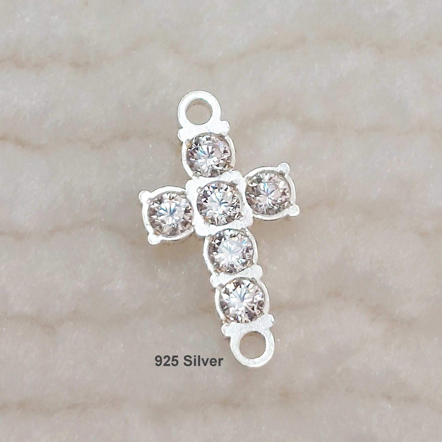 Cross Connector With 6 CZs 20ga 6.3 x 11.4mm • Minimalist Charm •Gold Filled (14KGF) Jewelry Findings Wholesale • CR11CZ6 / 9CR11CZ6