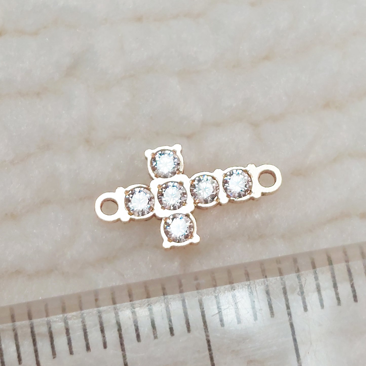 Cross Connector With 6 CZs 20ga 6.3 x 11.4mm • Minimalist Charm •Gold Filled (14KGF) Jewelry Findings Wholesale • CR11CZ6 / 9CR11CZ6