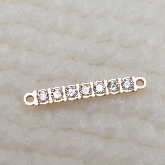 Bar Connector With 7 CZs 20ga 2.3 x 17.4mm • Minimalist Charm •Gold Filled (14KGF) Jewelry Findings Wholesale • BAR174CZ7 / 9BAR174CZ7