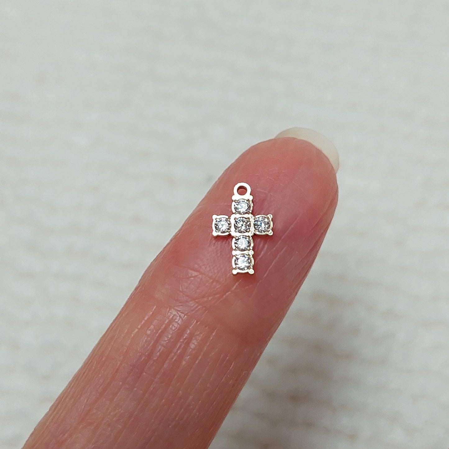 Cross Charm With 6 CZs 20ga 6.3 x 10mm • Minimalist Charm •Gold Filled (14KGF) Jewelry Findings Wholesale • CR11CZ6R1 / 9CR11CZ6R1